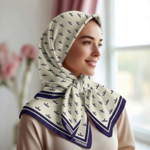 Protective Silk Scarves for Hair Loss & Sensitive Scalps - Beige/Blue