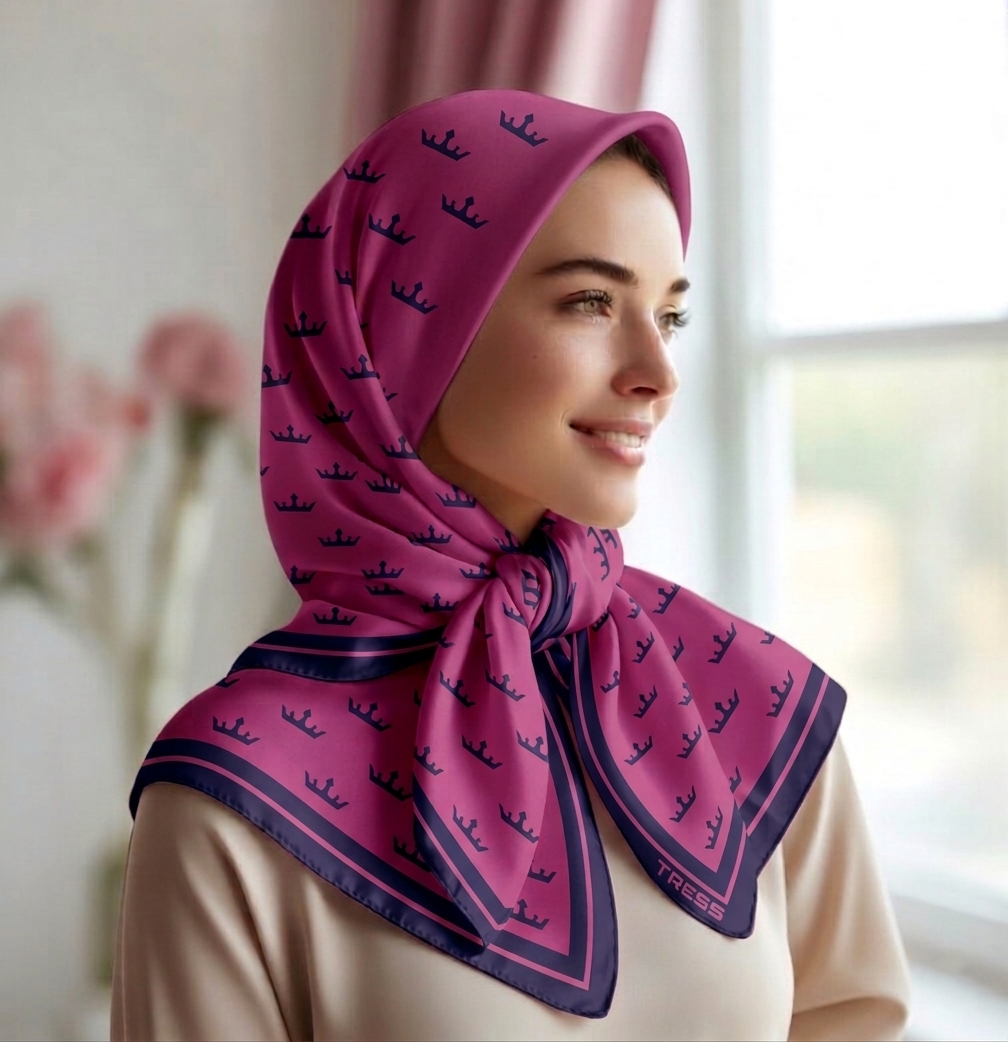 Protective Silk Scarves for Hair Loss & Sensitive Scalps - Magenta/Blue - Image 4